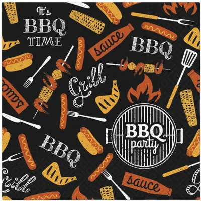 Zdjęcie produktu dla 20 Servietten BBQ Party czarny - Grillparty auf schwarz 33x33cm