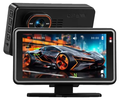 Zdjęcie produktu dla Rejestrator samochodowy, wyświetlacz 5-calowy, rozdzielczość wideo 1080p, z kartą 64 GB