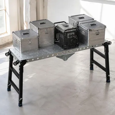 Productafbeelding van Eikuavons mobiele werkbank, 120x36 cm, inklapbaar, 4 zwenkwielen, 4 hoogteposities, verzinkt staal, draagvermogen 500 kg