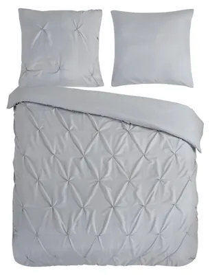 Productafbeelding van Pure Dekbedovertrek "luxe stiksel plooien" - Zilver - (200x200/220 cm) - Microfiber