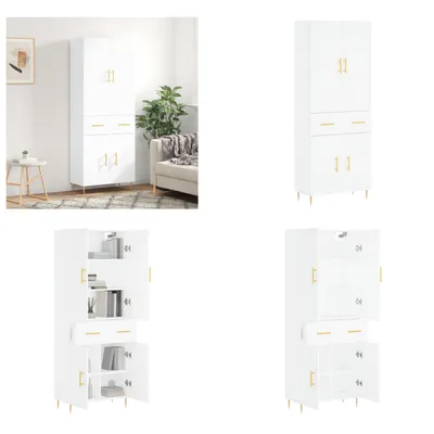 Produktbild von vidaXL Highboard Weiß 69,5x34x180 cm Holzwerkstoff - Highboard - Highboards - Sideboard - Schrank