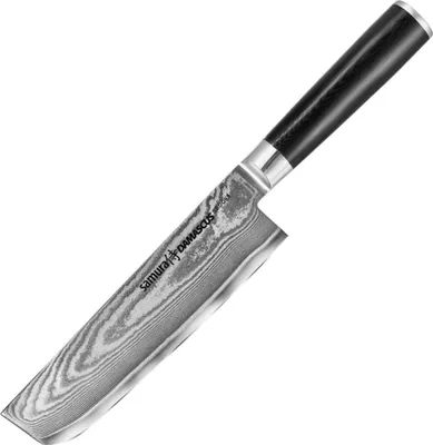 Produktbild von SAMURA Damaskus - Professionelles japanisches Nakiri Kchenmesser, 240 mm G-10 Griff. Hrte 61 HRC.