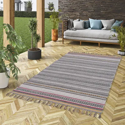 Produktbild von Baumwolle Natur Teppich Grace Grau, Größe:70x250 cm