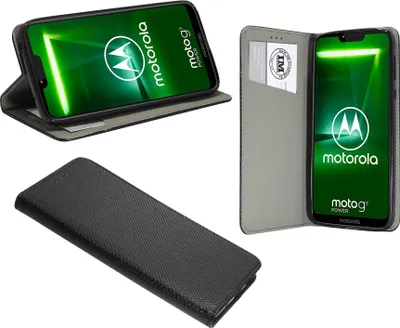 Obrázok produktu pre cofi1453® Elegantné knižkové puzdro Smart Magnet kompatibilné s MOTOROLA MOTO G7 POWER Leather Optic Wallet Book-Style Cover Shell v čiernej farbe