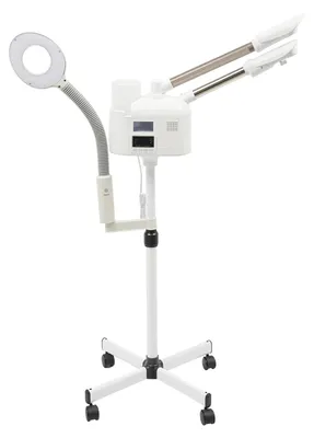 Produktbild von Gesichtsbedampfer - PTC338 3-in-1 Doppelkopf - Heiß- & Kaltnebel - LED-Licht & Lupe - 1 L Wassertank - 220 V - Weiß