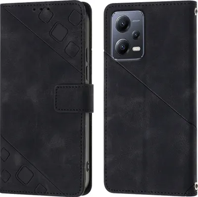 Produktbild von Hülle für Xiaomi Redmi Note 12 Prägung Flip Leder Brieftasche Schutzhülle mit Ständer Schwarz
