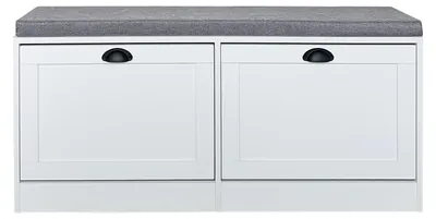 Produktbild von Schuhschrank Thekla 2 Klappen 105 cm Weiß mit Sitzkissen