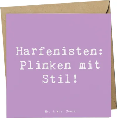 Produktbild von Mr. & Mrs. Panda Glückwunschkarte Spruch Harfe mit Stil - Lavendeltraum - Geschenk, Zupfen, Eleganz, anlasskarte, Harfenmusik, Musik, Elegant, Klappkarte, himmlisch