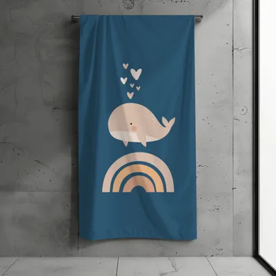Produktbild von Badetuch, Strandtuch Kinder, Kollektion "FERNWEH", Wal 70x140 cm, Baumwolle & Mikrofaser Mix, Schnelltrocknend