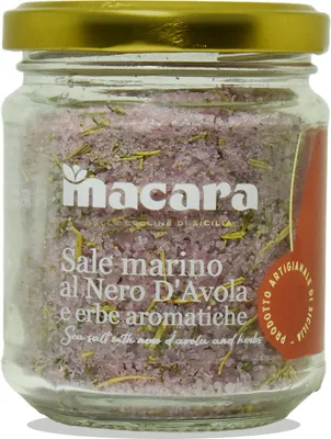 Zdjęcie produktu dla Sycylijska sól morska z winem Nero d'Avola i ziołami, 300 g