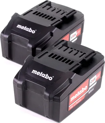 Obrázek produktu pro Akumulátorová sada Metabo 2x Li-Power akumulátor 18 V 4,0 Ah CAS Li-Ion ( 2x 625591000 ) s ukazatelem stavu nabití.