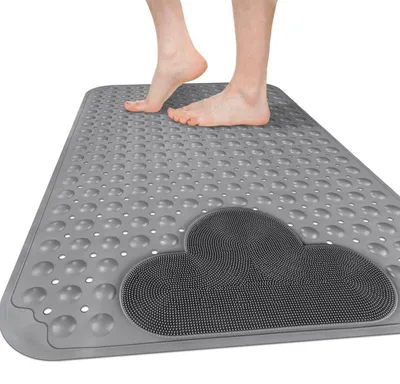 Immagine prodotto di Tappetino antiscivolo per doccia, 60x90 cm, grigio, in TPE, con ventose e fori di scarico