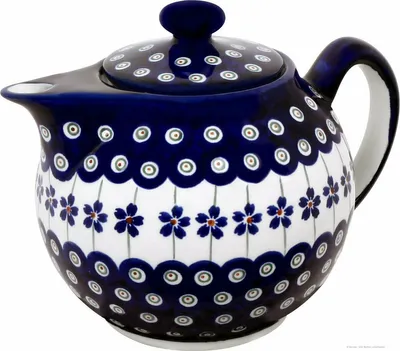 Produktbild von Original Bunzlauer Keramik 1L Teekanne mit spitzen Ausguss – Moderne, abgerundete Form, Nachbildung 166a