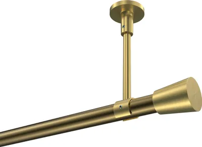Produktbild von Interdeco Gardinenstange / Vorhangstange Messing Antik / Messing-Optik, Typ Sonette Sitra (Konus) ohne Ringe, Deckenmontage, 20 mm Ø 1-läufig, 420 cm