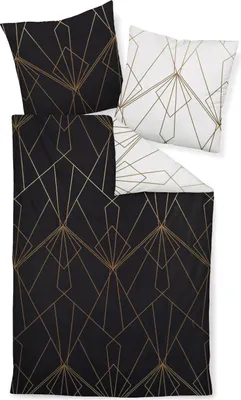 Produktbild von Janine Design Mako-Satin Bettwäsche-Garnitur J.D. 87054 Farbe bronzebraun schwarz-07 Größe 155X220+80x80cm