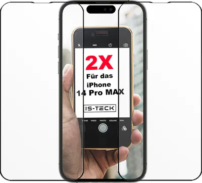 Produktbild von 2x iPhone 14 Pro Max Full Screen Cover Panzer Schutz Glas Display Schutz Mit Schwarzem Rand 9H