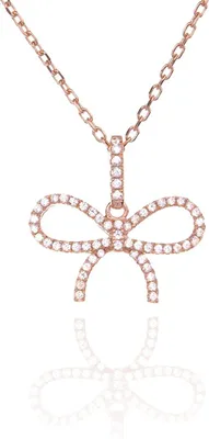 Produktbild von Karisma Damen roségold Sterling Silber 925 Anhänger Schleife Halskette Weiss