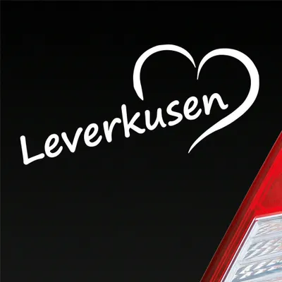 Produktbild von Auto Aufkleber Leverkusen Herz Heart Stadt City Liebe Love 18x8 cm Weiss Matt Sticker Heckscheibenaufkleber