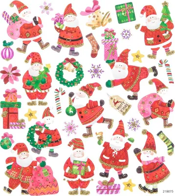 Obrázok produktu pre Dekoračné samolepky s trblietkami Father Christmas 32 ks.