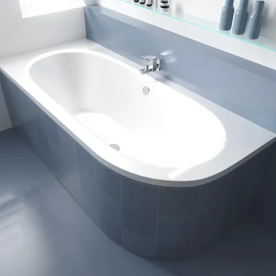 Image de Baignoire d'angle 180x80 gauche avec revêtement en polystyrène, écoulement & pieds S | Set complet 4en1 baignoire originale acrylique siphon | BADLAND AVITA