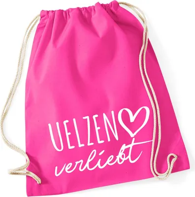 Produktbild von Huuraa Turnbeutel Uelzen verliebt 12 Liter Fuchsia Baumwolle Rucksack Geschenkidee