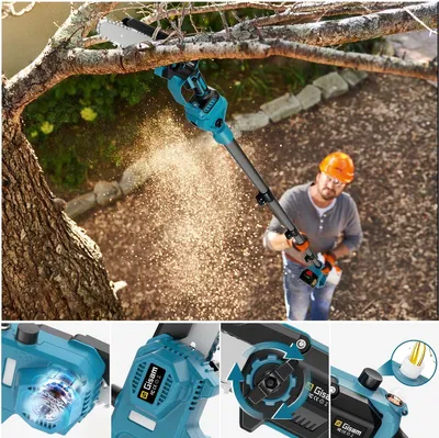 Produktbild von Elektrische Kettensäge – Akkubetrieben – 30 cm Sägeblatt – Mit Teleskopstiel und 2 Akkus