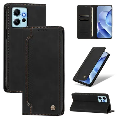 Obrázek produktu pro Pouzdro pro Xiaomi Redmi Note 12 4G,Polyuretankožené peněženkové flipové pouzdro s přihrádkami na karty a stojánkem Černá