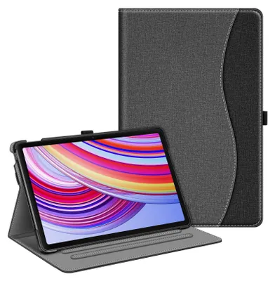 Produktbild von Fintie Hülle für Xiaomi Redmi Pad Pro 12.1 Zoll 2024, Multi-Winkel Betrachtung Schutzhülle mit Dokumentschlitze Auto Schlaf/Wach Funktion, Denim Grau