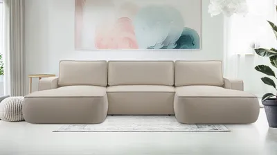 Image de AX LIVING Ablia Canapé en forme de U avec fonction sommeil Beige