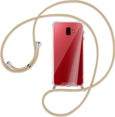 Produktbild von Handykette Backcover-Schutzhülle mit Band (Metall silberfarben) für Samsung Galaxy J6 Plus - caramel