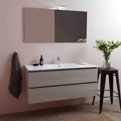 Immagine prodotto di Mobile bagno sospeso con lavabo integrato e specchio 120 cm | Berlin