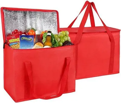 Obrázok produktu pre Malá izolovaná nákupná taška 5 l/7 l, červená, ideálna do kancelárie, na výlety do prírody a na cestovanie
