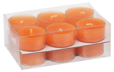Produktbild von Teelichter in Kunststoffhülle Orange 18/38mm, 12er-Pack