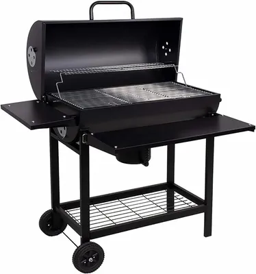 Produktbild von Profi Smoker Grillwagen, Holzkohlegrill aus Stahl, XXL 103x110x59 cm, mit Ablagen & Rädern