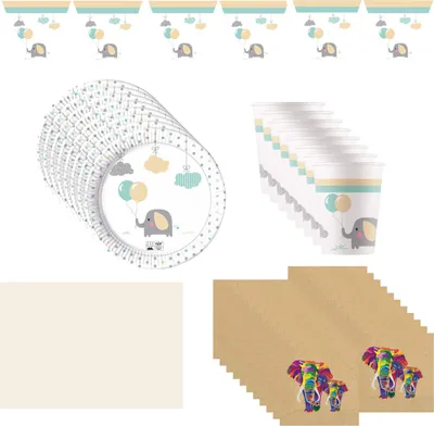 Produktbild von 38-tlg. Baby Elefant Party Set für Kindergeburtstag