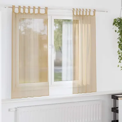 Produktbild von "2026 Promotion" Voile Vorhänge mit Stangentaschen 2 Stk. - Hohe Qualität - Sandfarbe - Gardinen & Vorhänge CC25461
