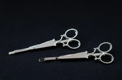 Produktbild von 2er Haarnadeln Schere Miniblings Haarspange Scheren Frisörin Schneiderin silber