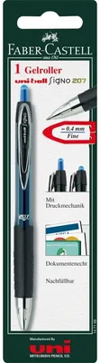 Produktbild von Gelroller Uni-Ball Signo 207 blau auf Blisterkarte Packung mit 5 Stück