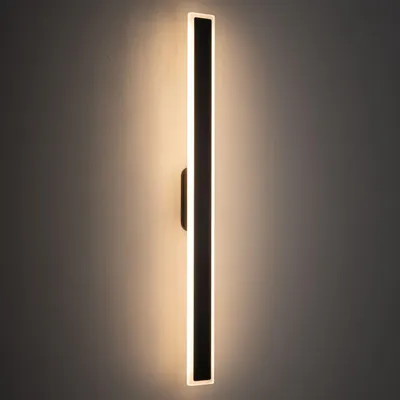 Produktbild von Außenwandlampe Aluminium LED IP54 H: 100 cm Schwarz länglich warmweiß 3000 K 1200 lm Modern Außenleuchte Wand