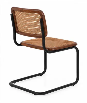 Produktbild von 6 Freischwinger Esszimmerstühle Rattan Geflecht Metall Schwarz Bauhaus