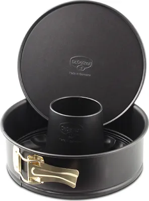 Image de Moule à charnière Dr. Oetker avec fond plat et tube Ø 20 cm, moule à gâteau à fond plat, moule rond en acier avec revêtement antiadhésif (couleur : noir)