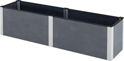 Produktbild von Hochbeet mit offenem Boden, grauer Blumen- & Pflanzkasten, Gemüse- & Kräuterbeet 200x50x56cm für Garten & Balkon