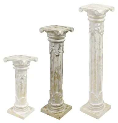 Produktbild von Blumensäule Dekosäule Ständer Sockel Podest Blumenständer Holz Weiß Goldwash 80 cm
