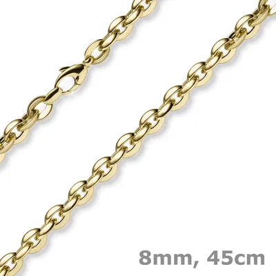 Produktbild von 8mm Phantasiekette Halskette Collier aus 585 Gold Gelbgold 45cm Halsschmuck