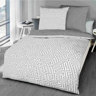 Produktbild von Kaeppel Mako-Satin Bettwäsche 155x220 cm + 80x80 cm Password Graphit