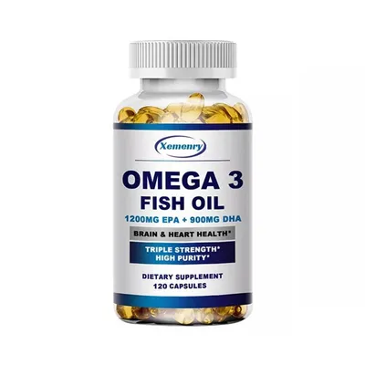 Immagine prodotto di Olio di pesce Omega 3 6330 mg con EPA e DHA (120 capsule) Integratore alimentare, cuore, articolazioni, occhi, pelle