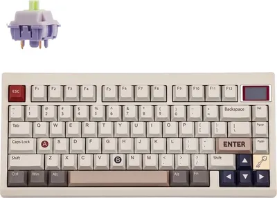 Obrázok produktu pre Mechanická klávesnica EPOMAKER TH80 PRO V2 s RGB displejom. Herná klávesnica Gasket Bluetooth/2,4 GHz/USB-C, Wisteria Linear Switch