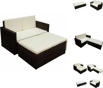 Produktbild von vidaXL 2-tlg. Garten-Lounge-Set mit Auflagen Poly Rattan Braun -  Gartenmöbel-Sets