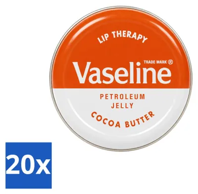 Productafbeelding van 20 x Vaseline Lip Therapy lippenbalsem met cacaoboter, 20 g - voordelingsverpakking - 20 stuks