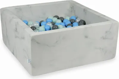 Produktbild von Trockenbecken 90x90x40 Marmor mit 400 Bällen: Hellmint, Hellblau, Grau, Perl